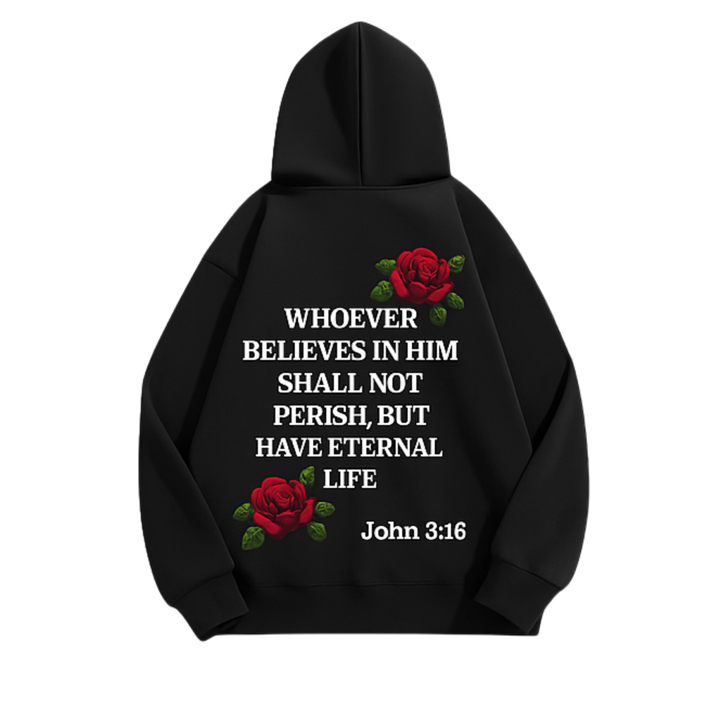 Eternal Puff Print John 3:16 Hoodie